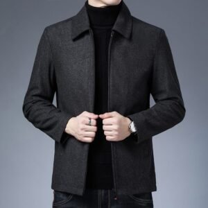Polo Collar Men's Jacket Zipper Coat Basic Style